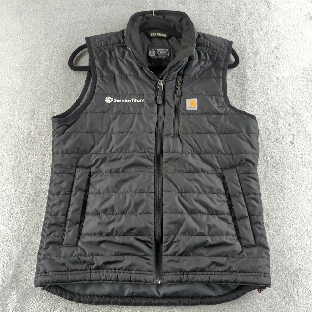 Carhartt Rain Defender Puffer Vest Jacket Womens Medium Black Quilted Work Coat